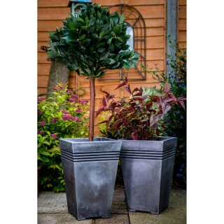 B&M Milano Tall Square Planter Pewter Effect 46 X 30cm 1 B&M Milano Tall Square Planter Pewter Effect 46 X 30cm