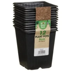 B&M Black Plant Pots 12pk 5 B&M Black Plant Pots 12pk -B&M 319025 grow your own 12 plant pots 9cm1