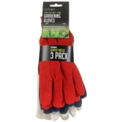 B&M Rolson Gardening Gloves 3pk -B&M 330111 rolson gardening gloves 3pk red blue white1