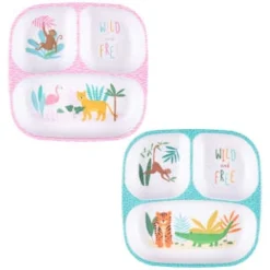 B&M Little Safari Small Kids Platter - Pink -B&M 334212 334213 small kids platter group