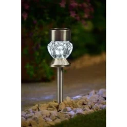 B&M 19 Crystal Top Glass Solar Post Light 4pk