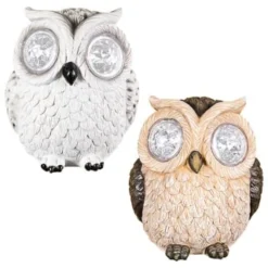 B&M Solar Resin Owl With Crystal Eyes - Brown -B&M 342059 crystal eyes owl group