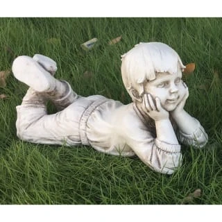B&M Lying Down Boy Garden Statue 1 B&M Lying Down Boy Garden Statue
