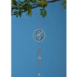 B&M 3D Shiny Spiral Wind Spinner With Crystals - Dragonfly