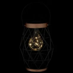 B&M Metal Hexagonal Solar Lantern - Copper -B&M 353880 24cm metal hexagonal solar lantern copper trim