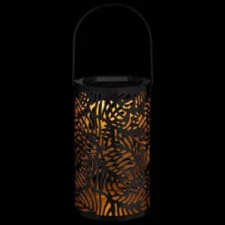 Tropical Cutout Solar Lantern - Black -B&M 353884 black tropical cut out lantern 2