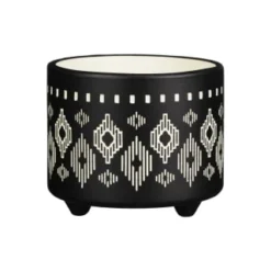 B&M Urban Eden Embossed Footed Planters 3pk - Black 8 B&M Urban Eden Embossed Footed Planters 3pk - Black -B&M 366531 3pk urban eden plant pot on tripod stand black 4