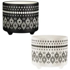 B&M Urban Eden Embossed Footed Planters 3pk - Black 9 B&M Urban Eden Embossed Footed Planters 3pk - Black -B&M 366531 3pk urban eden plant pot on tripod stand group