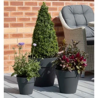 B&M Soho Pot Planter - Charcoal 28cm 3 B&M Soho Pot Planter - Charcoal 28cm - Image 3
