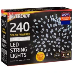 Eveready Solar Powered LED String Lights 240pk - Cool White 9 Eveready Solar Powered LED String Lights 240pk - Cool White -B&M 379219 eveready 240 soloar powered led string lights