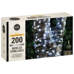 Solar Powered Micro LED Lights 200pk - Cool White -B&M 379228 200 solar powered micro led string lights cool white 3