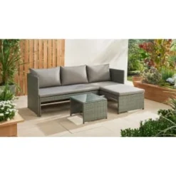 Sorrento Reversible Rattan Effect Corner Sofa Set 2pc -B&M 379294 379446 sorrento reversible rattan corner set 3