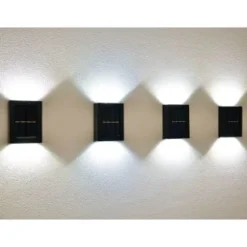 Solar Powered Up/Down Wall Light - White LED 4pk