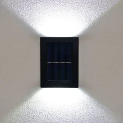 Solar Powered Up/Down Wall Light - White LED 4pk -B&M 379453 4pk solar powered up down wall light cool white leds 3