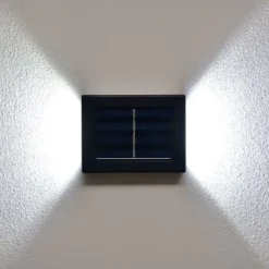 Solar Powered Up/Down Wall Light - White LED 4pk -B&M 379453 4pk solar powered up down wall light cool white leds 4
