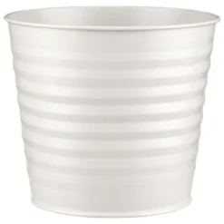 B&M Ribbed Matt Tin Planter - Cream