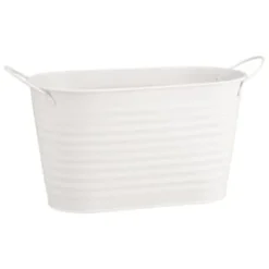 B&M Ribbed Matt Tin Trough With Handles - Cream