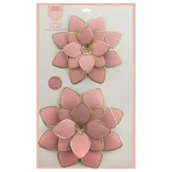 B&M Flower Wall Plaques 2pk - Pink -B&M 392757 2pk metal wall flowers pink