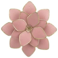 B&M Flower Wall Plaques 2pk - Pink -B&M 392757 2pk metal wall flowers pink 3