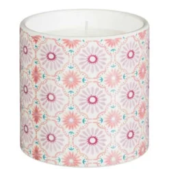 B&M Ceramic Candle With Wooden Lid - White -B&M 392775 large printed ceramic candle with wooden lid white 3