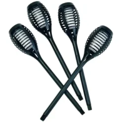 Morocco Solar Powered Flame Effect Post Lights 4pk -B&M 392878 4 pack morocco solar powered flame effect post lights 3