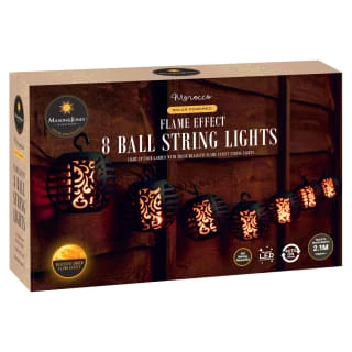 Morocco Solar Powered String Lights 8pk - Flame Effect 2 Morocco Solar Powered String Lights 8pk - Flame Effect - Image 2