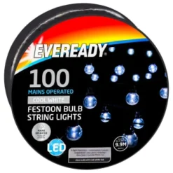 Eveready Mains Powered LED Festoon Bulb String Lights 100pk - Cool White 7 Eveready Mains Powered LED Festoon Bulb String Lights 100pk - Cool White -B&M 392911 eveready 100 mains operated festoon bulb string lights1