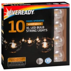 Eveready Mains Powered XL LED Bulb String Lights 10pk - Warm White -B&M 392917 eveready 10 mains operated warm white xl led bulb string lights21