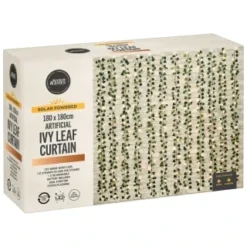 Solar Powered Artificial Ivy Leaf Curtain 180 X 180cm -B&M 392924 180x180cm solar artificial ivy leaf curtain 5