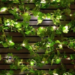 Solar Powered Artificial Ivy Garland 5m -B&M 392926 5m ivy garland with 60 warm white solar leds 21