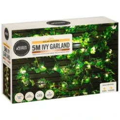 Solar Powered Artificial Ivy Garland 5m -B&M 392926 5m ivy garland with 60 warm white solar leds 4