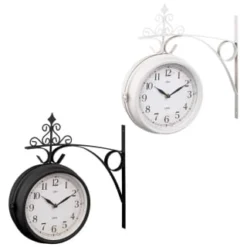 B&M Outdoor Dual Sided Station Clock - Cream -B&M 392937 outdoor dual sided station clock group