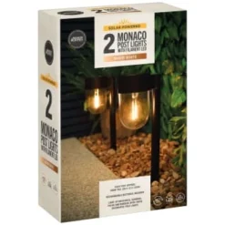 Monaco Solar Powered Post Lights 2pk 7 Monaco Solar Powered Post Lights 2pk -B&M 392976 monaco solar powered post lights 3