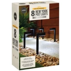Solar Powered New York Post Lights 8pk -B&M 392977 solar powered new york post lights 8pk 3