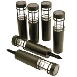 Cambridge Solar Powered Tube Post Lights 6pk -B&M 392998 6pk cambridge solar powered tube post lights 2