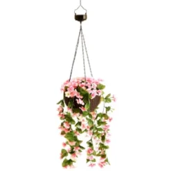 Solar Powered Artificial Floral Hanging Basket -B&M 393030 solar powered artificial floral hanging basket 3