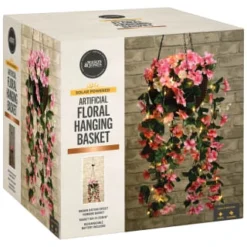 Solar Powered Artificial Floral Hanging Basket -B&M 393030 solar powered artificial floral hanging basket 5