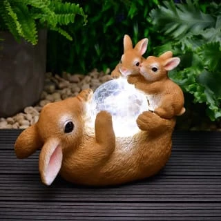 B&M Resin Rabbit Family With Solar Light 2 B&M Resin Rabbit Family With Solar Light - Image 2