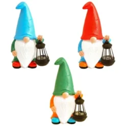 B&M Garden Gonk Ornament With Solar Lantern - Red -B&M 393259 garden gonk ornament with solar lantern group