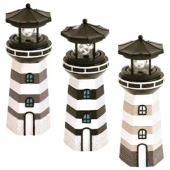 B&M Lighthouse Ornament With Rotating Solar Light - Grey -B&M 393263 lighthouse ornament with rotating solar light group
