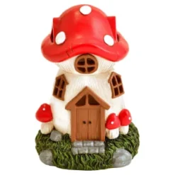 B&M Assorted Mushroom House Ornament With Glowing Solar Light -B&M 393429 mushroom house ornament with glowing solar light 3
