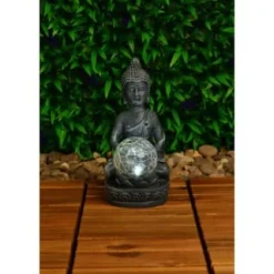 B&M Assorted Sitting Solar Buddha Garden Ornament -B&M 393441 sitting buddha garden ornament with solar crackle ball 2