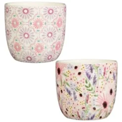 B&M Boho Garden Ceramic Plant Pots 3pk - Flowers 9 B&M Boho Garden Ceramic Plant Pots 3pk - Flowers -B&M 393644 3pk boho garden ceramic plant pots group