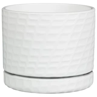 B&M White Ceramic Planter With Base Plate 1 B&M White Ceramic Planter With Base Plate