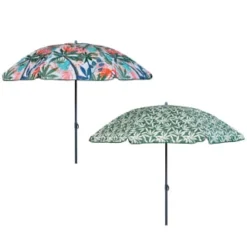 B&M Superbloom Sun Printed Parasol 1.8m - Leaf -B&M 393761 superbloom sun 1 8m printed parsasol group