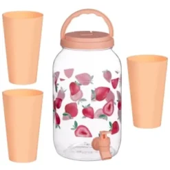 B&M Drinks Dispenser - Strawberries -B&M 394274 fruit print dispenser strawberry