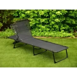 Vancouver Premium 3 Position Folding Relaxer Bed - Black -B&M 395731 vancouver premium 3 position folding relaxer bed 2