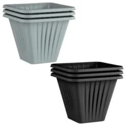 Square Planter 3pk - Black -B&M 397062 397063 3 pack square planters group
