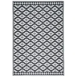 B&M Large Outdoor Rug 1.2 X 1.8m - Black 5 B&M Large Outdoor Rug 1.2 X 1.8m - Black -B&M 397836 rug black aztec 1 2x1 8m